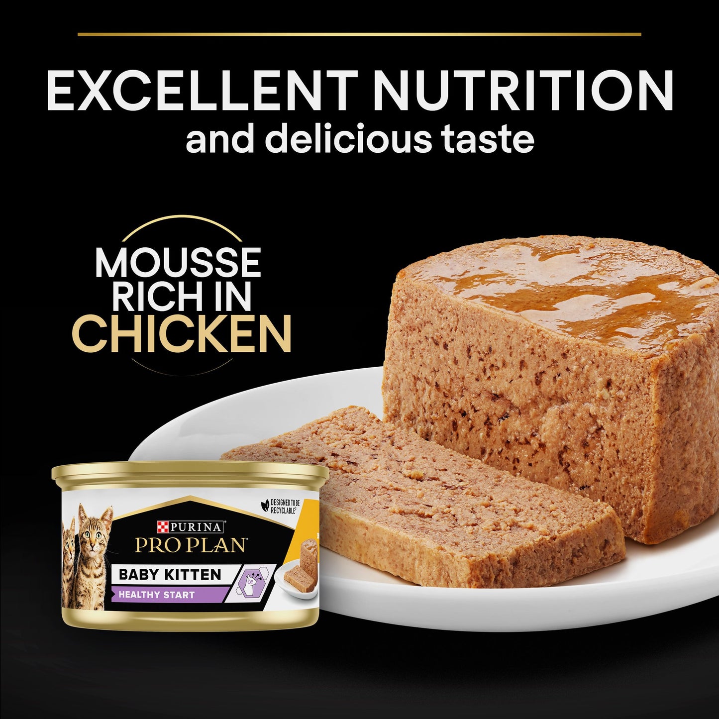 Pro Plan Baby Kitten Mousse Wet Cat can with Chicken, 24x85g