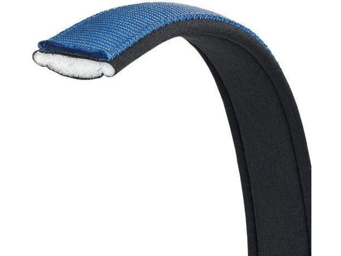 Black and blue headband on a white background