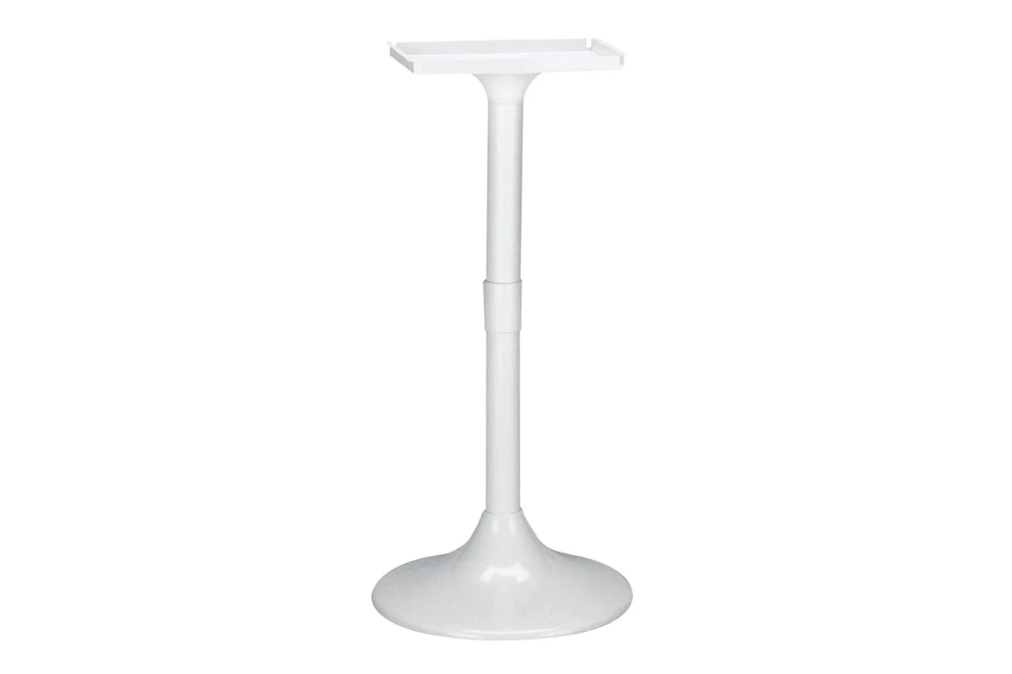 White pedestal table on a white background