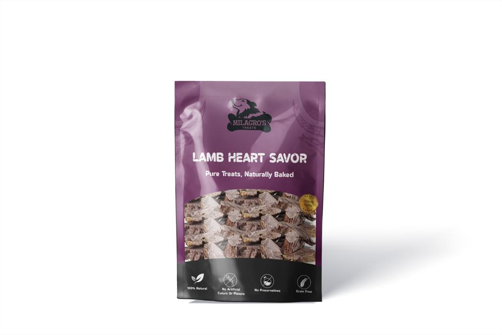Package of Lamb Heart Savor treats on a white background