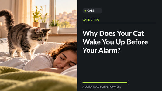 Tabby cat standing next to sleeping owner in a softly lit bedroom