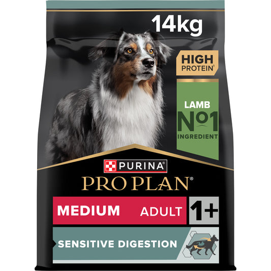 Pro Plan Sensitive Digestion Medium Adult, Dry Dog food with Lamb, 14 kg