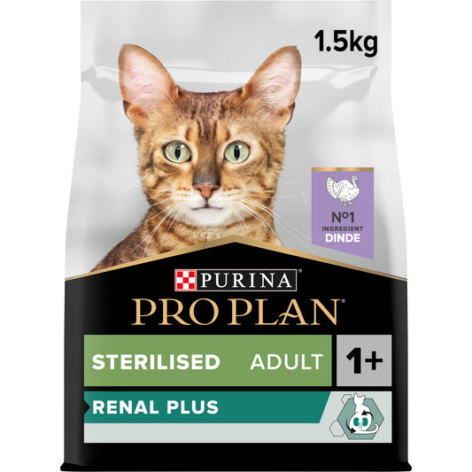 Pro Plan Sterilised Adult Renal Plus Dry Cat Food with Turkey, 1.5 kg