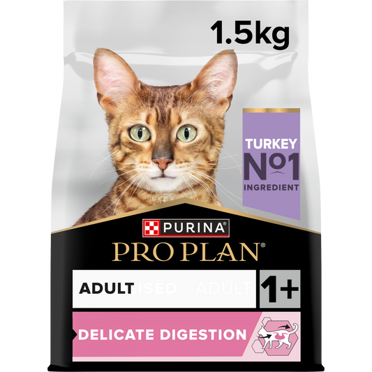 Pro Plan Adult Delicate Digestion, Dry Cat Food with Turkey, 1.5Kg