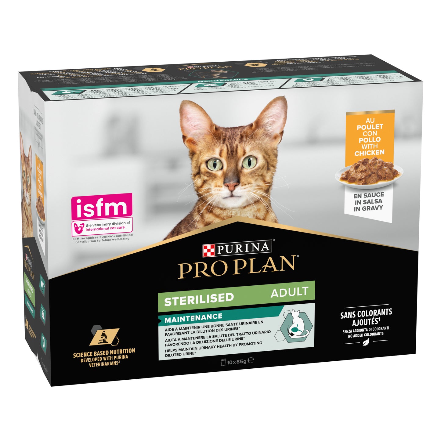 Pro Plan Sterilised Adult Wet Cat Food, Chicken in Gravy, Multipack 10x85g