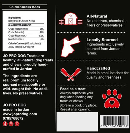 JO PRO DOG - Dried Chicken necks - 15 PCS
