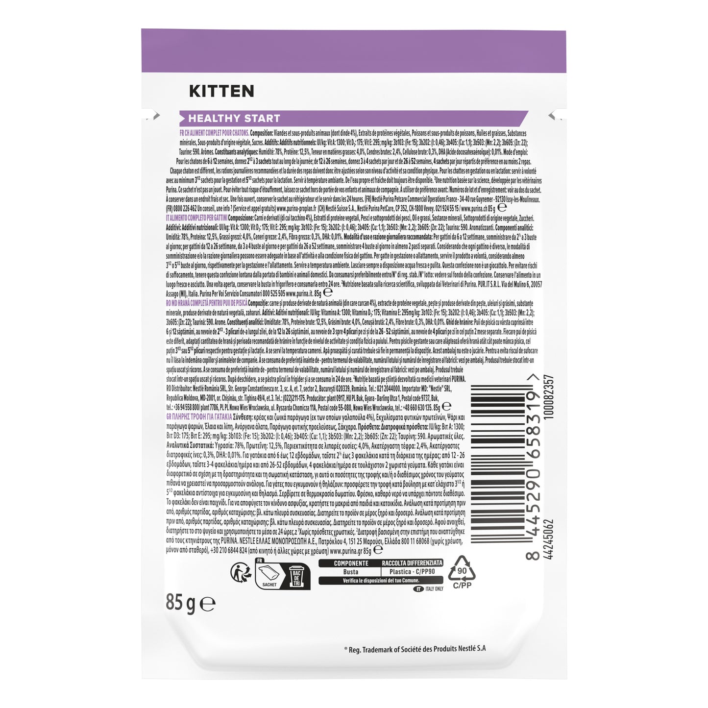 Pro Plan Kitten Healthy Start, Wet Cat Food Turkey in Gravy 26x85g