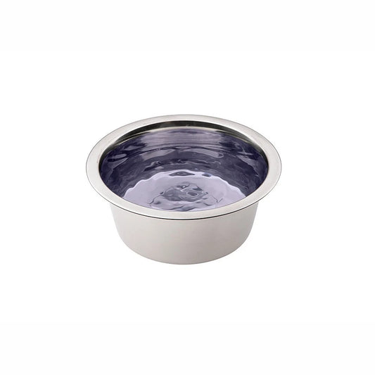 Stainless steel bowl on a white background