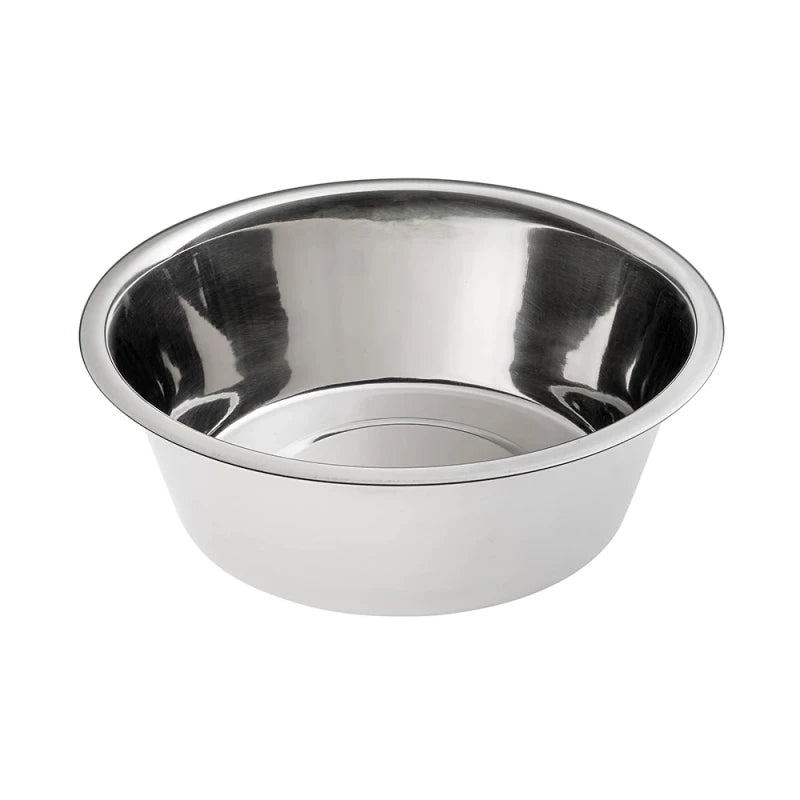Stainless steel bowl on a white background