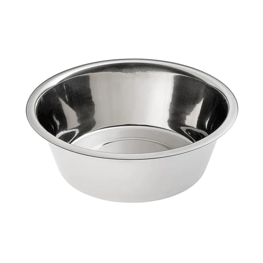 Stainless steel bowl on a white background