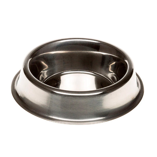 Stainless steel bowl on a white background