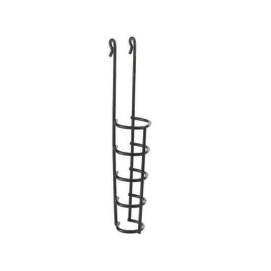 Black metal bottle holder on a white background