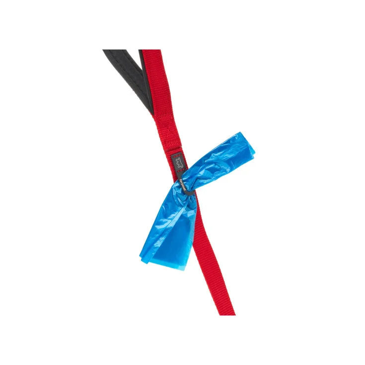 Red belt with a blue ribbon on a white background