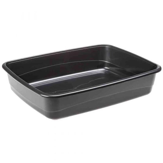 Black rectangular plastic container on a white background