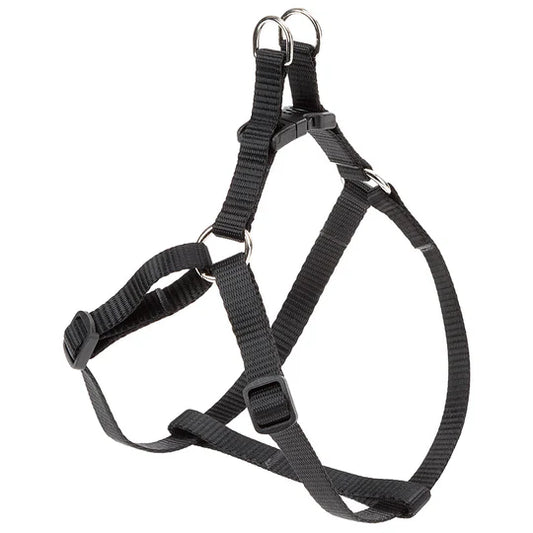 Black dog harness on a white background