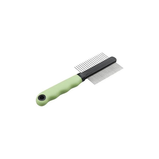 Green and black comb on a white background