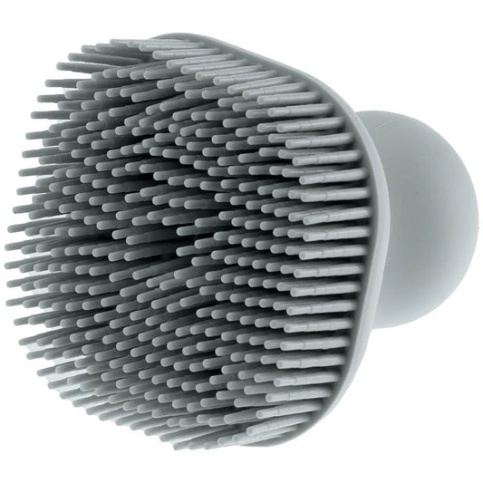 Gray scrubbing brush head on a white background