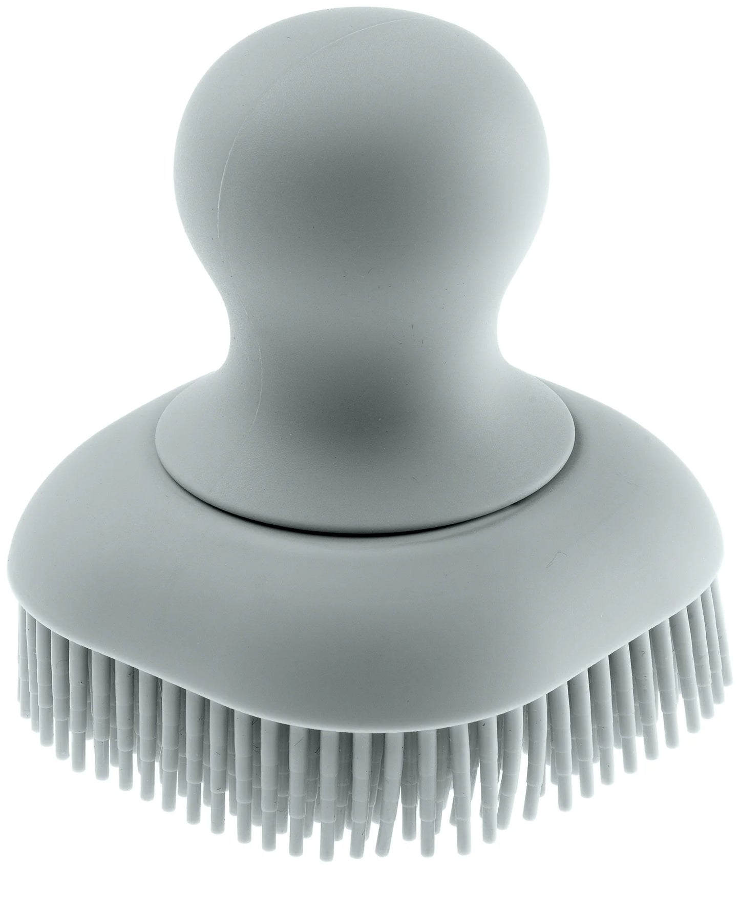Gray scrubbing brush with bristles on a white background