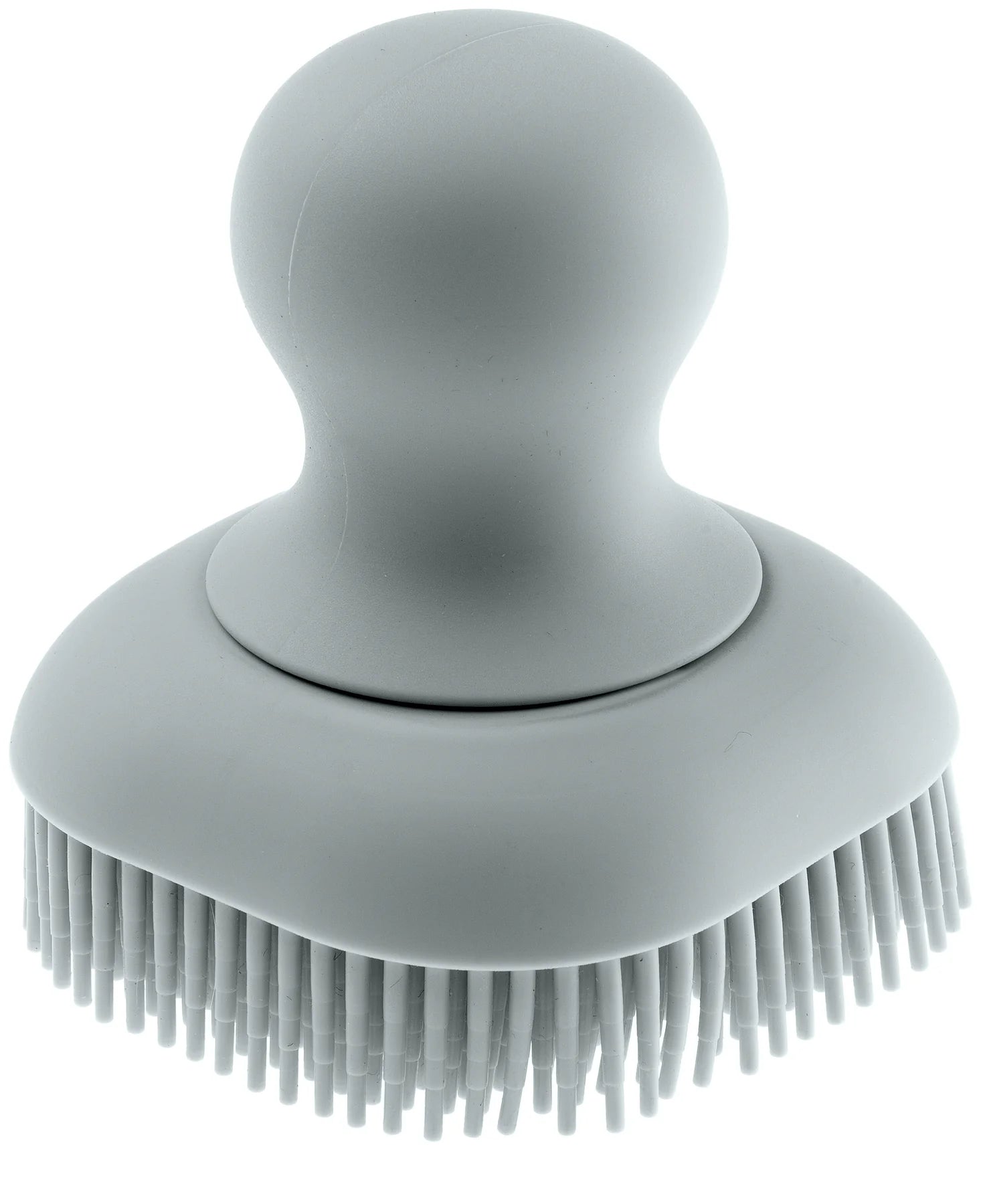 Gray scrubbing brush with bristles on a white background