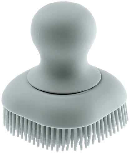 Gray scrubbing brush with bristles on a white background