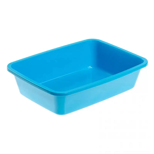 Blue plastic tray on a white background