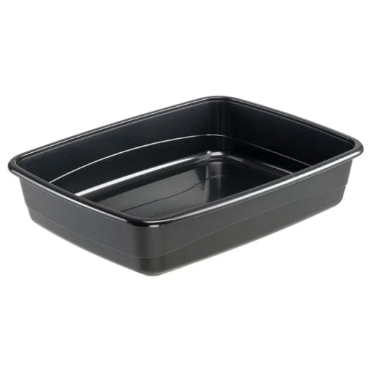 Black rectangular plastic container on a white background