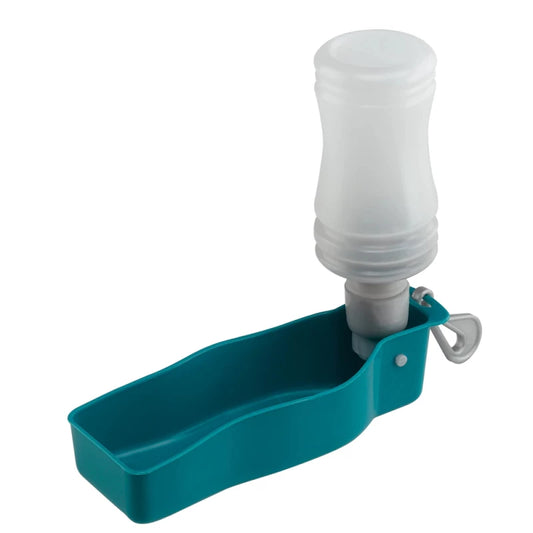 Teal pet water bottle with white bottle on a white background