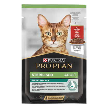 Pro Plan - Sterilized Wet Cat Food, Beef in Gravy, 26x85g