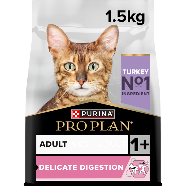Pro Plan Adult Delicate Digestion, Dry Cat Food with Turkey, 1.5Kg