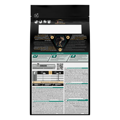 Pet food packaging with detailed text and graphics