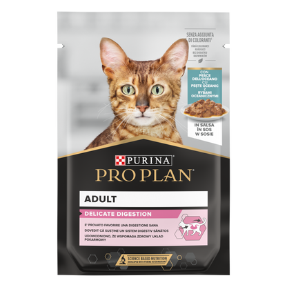 Pro Plan Delicate Digestion Wet Cat Food, Oceanfish in Gravy, 26x85g