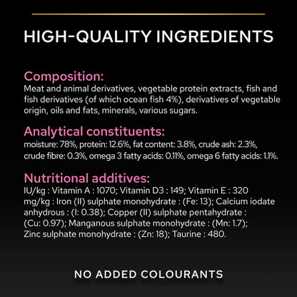 Product label detailing high-quality ingredients and nutritional additives.