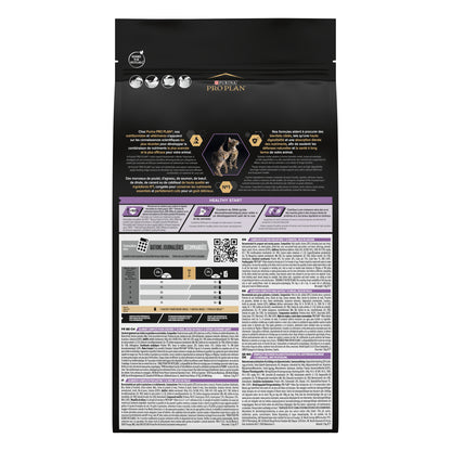 Pet food packaging with detailed text and labels
