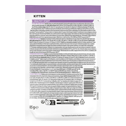 Cat food packaging with text and barcode
