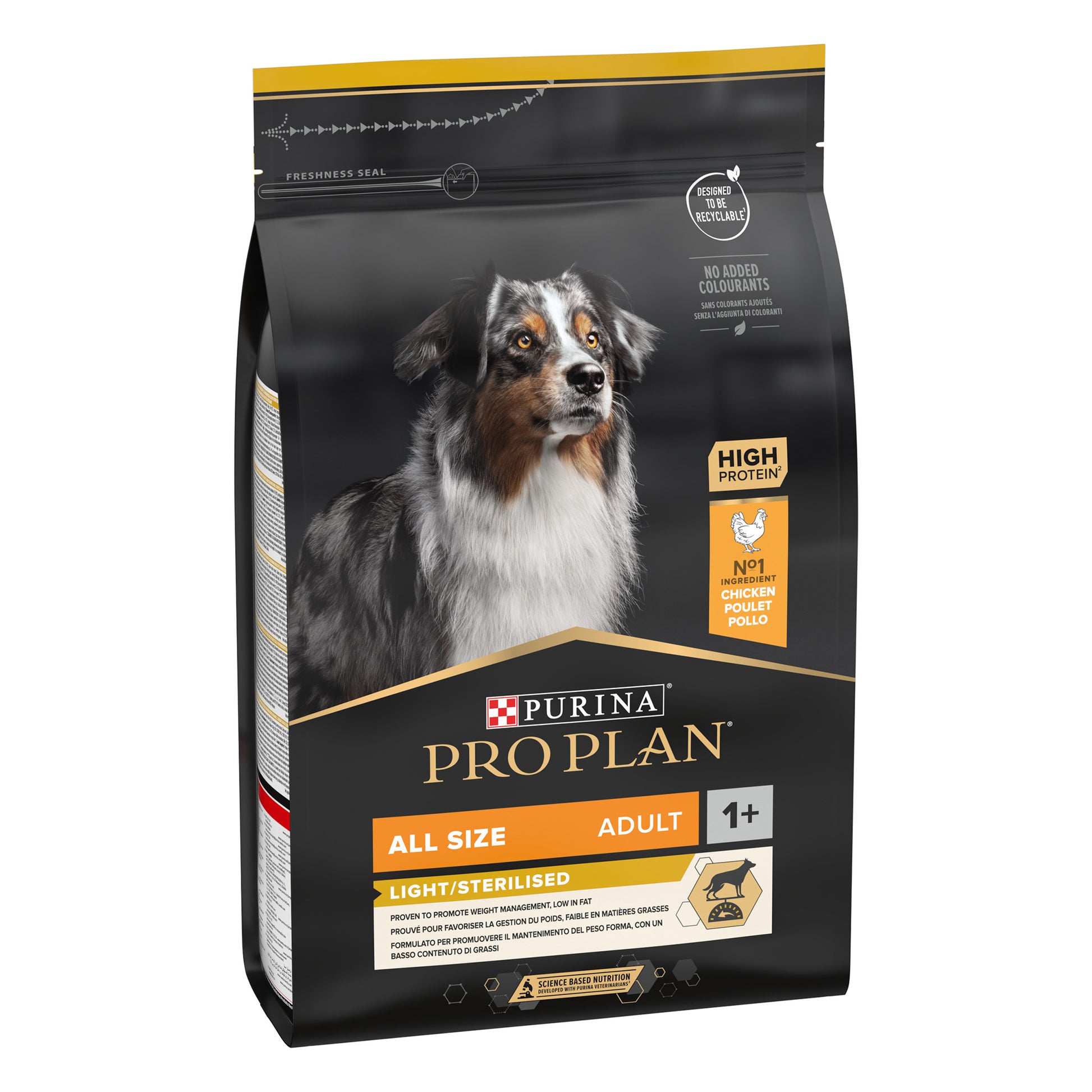 Pro Plan Light Sterilised All Sizes Adult, Dry Dog food with Chicken, 3 kg