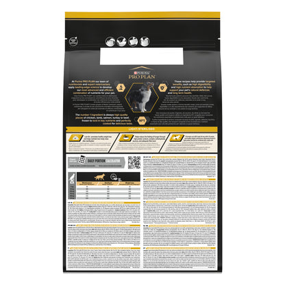 Pet food packaging with detailed text and graphics