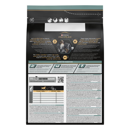 Pet food packaging with detailed nutritional information and calculations.