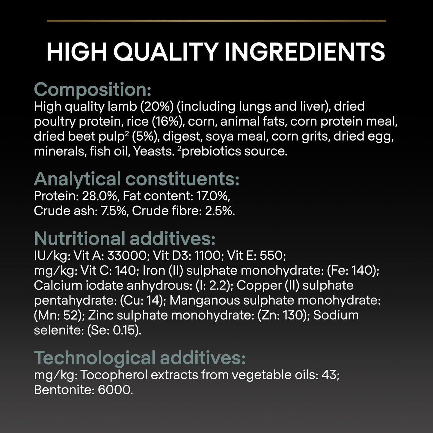 Detailed nutritional information and ingredient list on a product label.