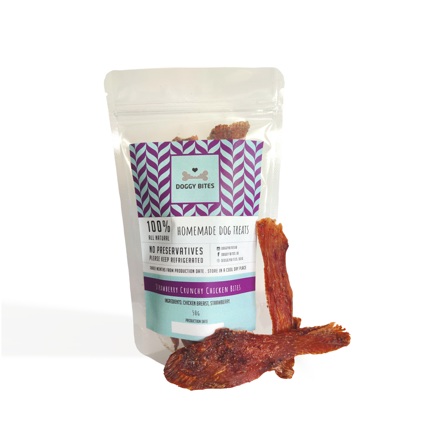Doggy Bites - Strawberry Crunchy Chicken Bites 50g