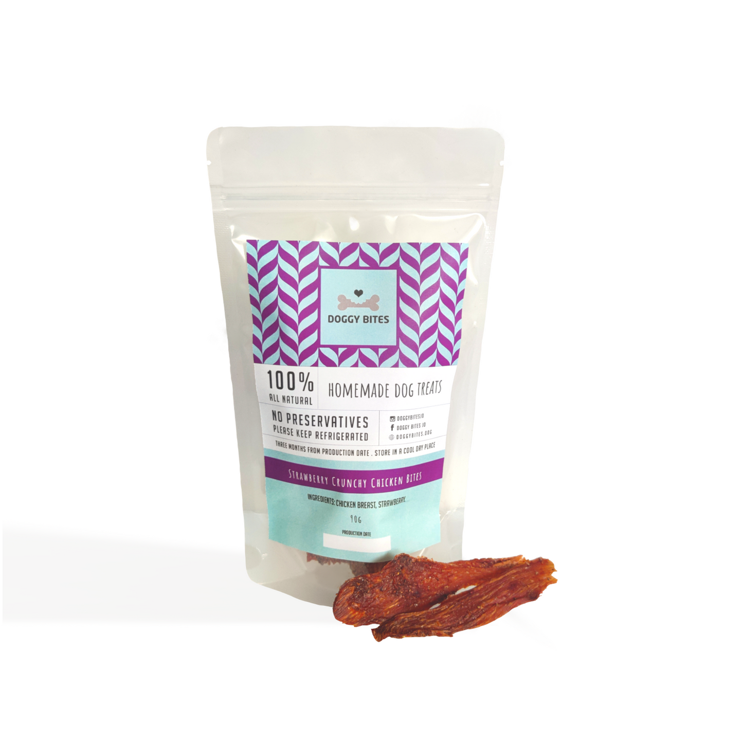 Doggy Bites - Strawberry Crunchy Chicken Bites 90g