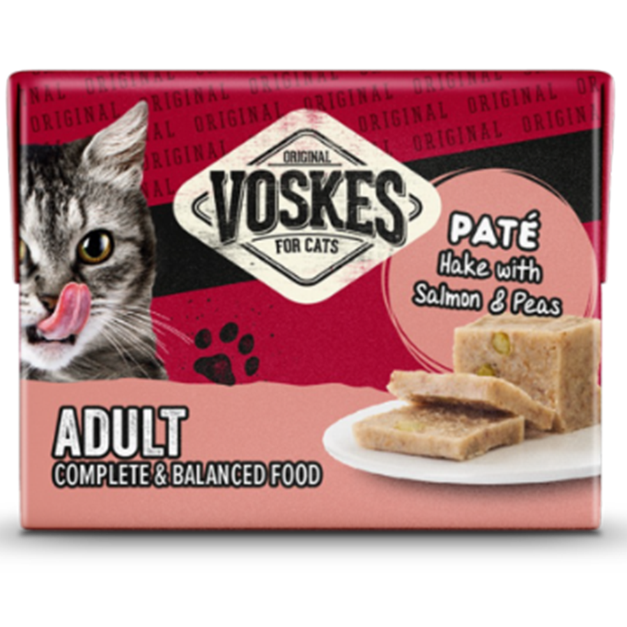 VOSKES PATE HAKE WITH SALMON & PEAS 8 X 95G