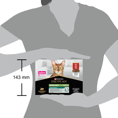 Pro Plan Sterilised Wet Cat Food, Beef in Gravy, Multipack 10x 85g