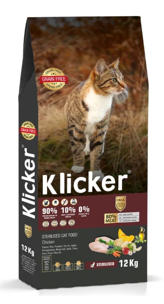 Klicker Sterilized Cat Food with Chicken | 12 KG